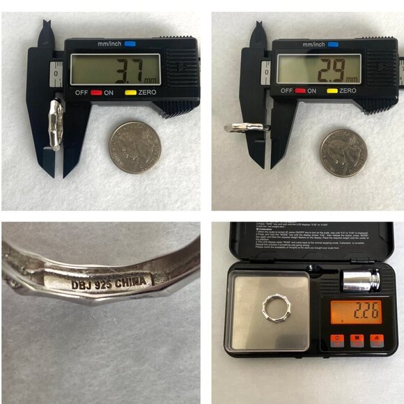 Sterling Silver 925 DBJ Bamboo Style Single Diamond Band Ring Sz 6.75 - Picture 10 of 16